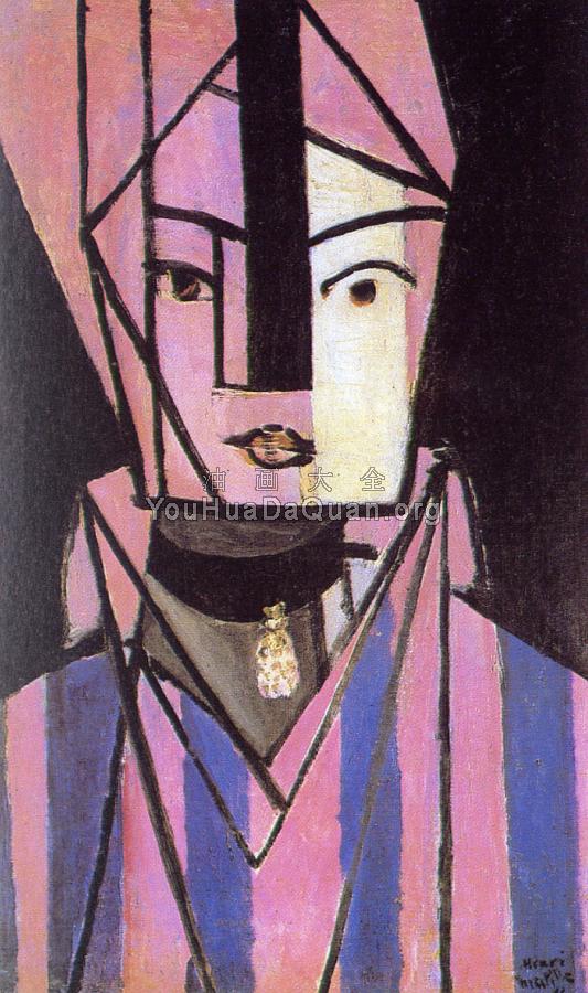 白色和粉红色的肖像 - 亨利·马蒂斯